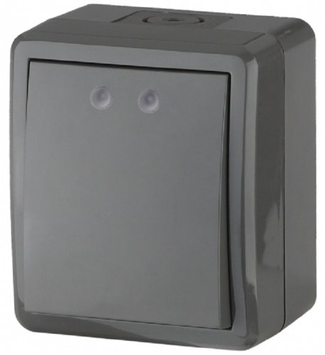 Выключатель накладной Эра Эксперт 1-кл. IP54 серый фото Выключатель накладной Эра Эксперт 1-кл. IP54 серый картинка